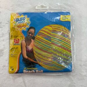 VTG Rare Bestway Surf And Sun Jumbo Striped Blue Beach Ball 2002 48" Inflatable